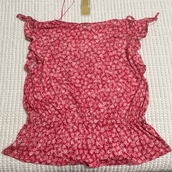 Michael Kors Red Floral Crop Top NWOT - Picture 2 of 7